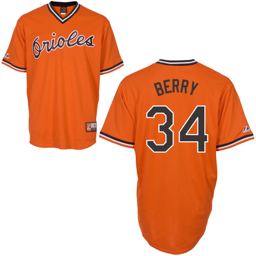 Quintin Berry #34 Youth Baseball Jersey-Baltimore Orioles Authentic Alternate Orange Cool Base MLB Jersey